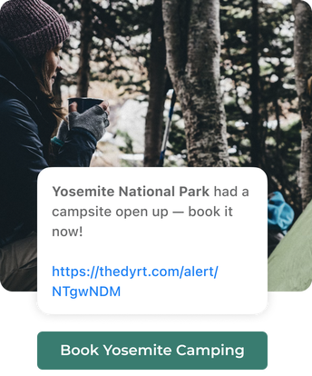 Text message about opening at Yosemite